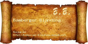 Bamberger Blandina névjegykártya